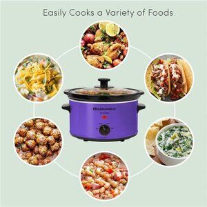 Elite Gourmet MST-275XP# Electric Oval Slow Cooker (2 Quart, Purple)